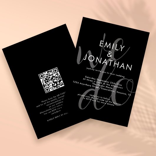 Modern script we bedekken QR Code Weddenschap Blac Kaart