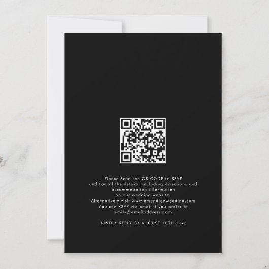 Modern script we bedekken QR Code Weddenschap Blac Kaart (Achterkant)