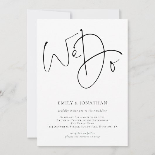 Modern script We doen QR Code Simple Weddenschap I Kaart (Voorkant)