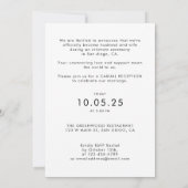 Modern script We Eloped Foto Bruiloft Receptie Kaart (Achterkant)