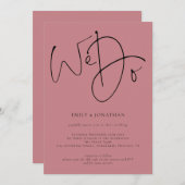 Modern script we gebruiken Dusty Roos QR Code Wedd Kaart (Voorkant / Achterkant)