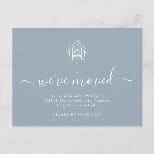 Modern script we hebben BirdHouse Moving Aankondigingskaart (Voorkant)