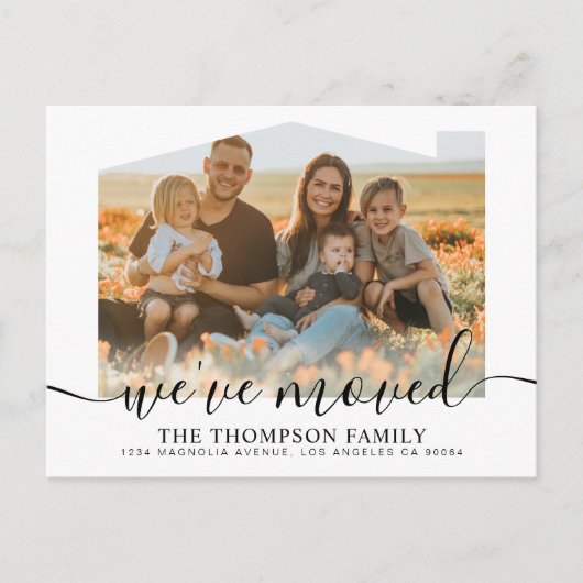 Modern script We hebben een nieuwe thuisfoto verpl Aankondigingskaart (Voorkant)