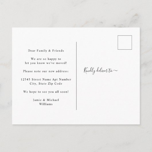 Modern script We hebben Gold Heart House Moving Aankondigingskaart (Achterkant)