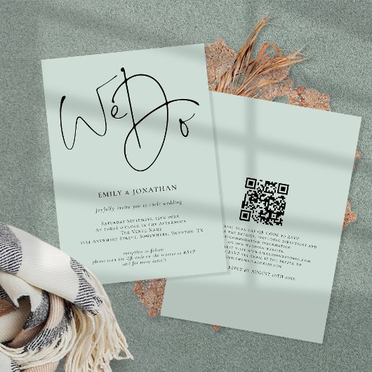 Modern script we Mint QR Code Weddenschap Kaart