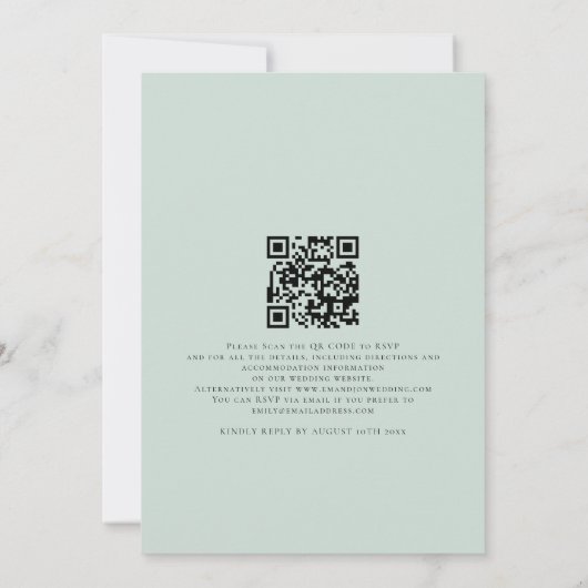 Modern script we Mint QR Code Weddenschap Kaart (Achterkant)