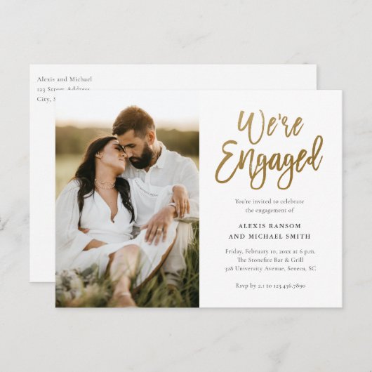 Modern script We zijn een partij voor fotoservice Uitnodiging Briefkaart (Voorkant / Achterkant)