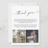 Modern Script Wedding 2 foto's Dank u kaart (Voorkant)