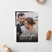 Modern Script Wedding 2 foto's Dank u kaart Notitiekaartje (Voorkant / Achterkant in situ)