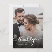 Modern Script Wedding 2 foto's Dank u kaart Notitiekaartje (Voorkant)