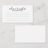 Modern Script Wedding Advice and Wishes Advieskaart (Voorkant / Achterkant)