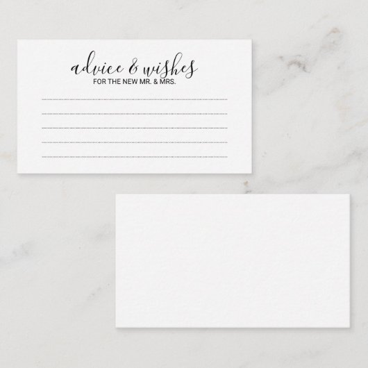 Modern Script Wedding Advice and Wishes Advieskaart (Voorkant / Achterkant)