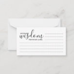 Modern Script Wedding Advice and Wishes Card Advieskaart<br><div class="desc">Voeg een persoonlijke aanraking aan uw bruiloft toe met een modern manuscript trouwadvies en wenst kaart. Deze advieskaart bevat de titel 'Woorden van wijsheid' met details in zwart script en sans serif font style on white background. Ideaal voor bruiloft,  baby shower,  verjaardagsfeest,  vrijgezellenfeest,  bachelorette en alle speciale gelegenheden.</div>