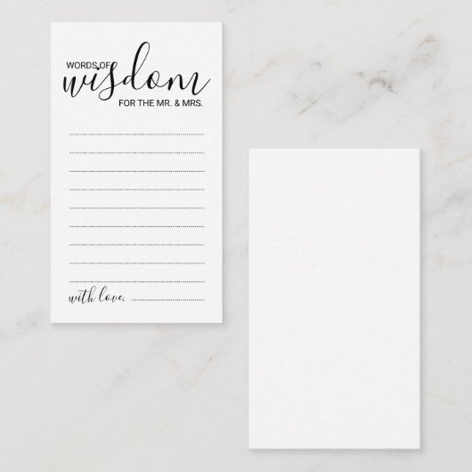Modern Script Wedding Advice and Wishes Card Advieskaart (Voorkant / Achterkant)