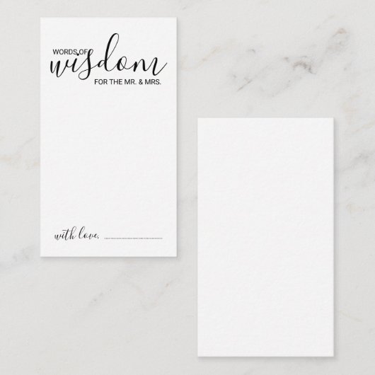 Modern Script Wedding Advice and Wishes Card Advieskaart (Voorkant / Achterkant)