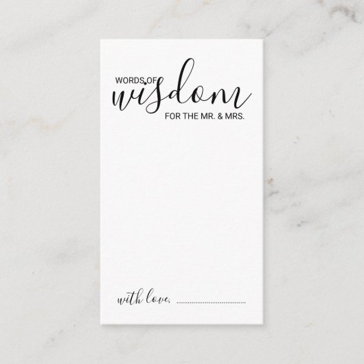Modern Script Wedding Advice and Wishes Card Advieskaart (Voorkant)
