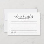 Modern Script Wedding Advice and Wishes Card Advieskaart<br><div class="desc">Voeg een persoonlijke aanraking toe aan uw bruiloft met een modern trouwadvies en een wenskaart. Deze advieskaart is voorzien van een titel in de stijl van de zwarte moderne calligrafische lettertypen en van details in de zwarte moderne sans serif lettertypestijl op de witte achtergrond. Ideaal voor bruiloft, baby shower, verjaardagsfeest,...</div>