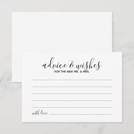 Modern Script Wedding Advice and Wishes Card Advieskaart (Voorkant / Achterkant)