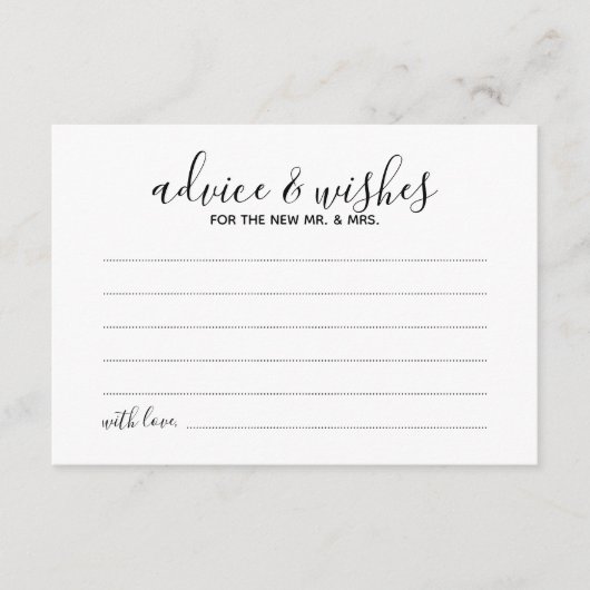 Modern Script Wedding Advice and Wishes Card Advieskaart (Voorkant)