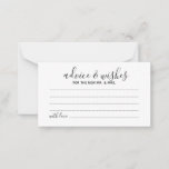 Modern Script Wedding Advice and Wishes Card Advieskaart<br><div class="desc">Voeg een persoonlijke aanraking toe aan uw bruiloft met een modern trouwadvies en een wenskaart. Deze advieskaart is voorzien van een titel in de stijl van de zwarte moderne calligrafische lettertypen en van details in de zwarte moderne sans serif lettertypestijl op de witte achtergrond. Ideaal voor bruiloft, baby shower, verjaardagsfeest,...</div>