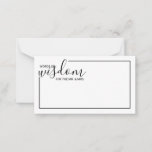 Modern Script Wedding Advice and Wishes Card Advieskaart<br><div class="desc">Voeg een persoonlijke aanraking aan uw bruiloft toe met een modern manuscript trouwadvies en wenst kaart. Deze advieskaart bevat de titel 'Woorden van wijsheid' met details in zwart script en sans serif lettertypestijl met zwarte rand op witte achtergrond. Ideaal voor bruiloft, baby shower, verjaardagsfeest, vrijgezellenfeest, bachelorette en alle speciale gelegenheden....</div>