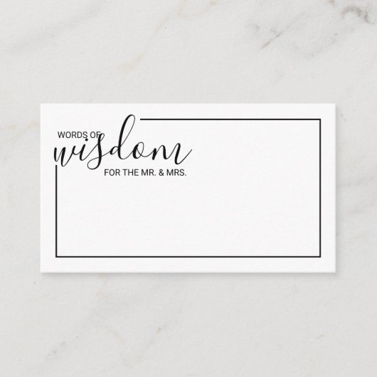 Modern Script Wedding Advice and Wishes Card Advieskaart (Voorkant)