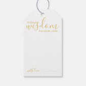 Modern Script Wedding Advice en wenst Gold Cadeaulabel (Voorkant)