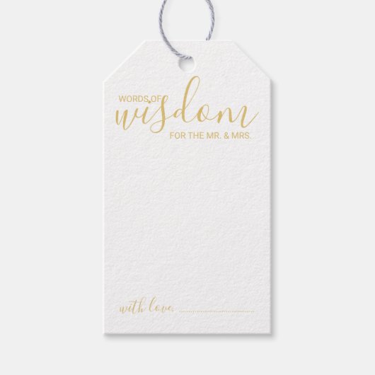 Modern Script Wedding Advice en wenst Gold Cadeaulabel (Voorkant)