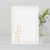 Modern Script Wedding Advice en wenst Gold Folie Uitnodiging (Staand Voorkant)
