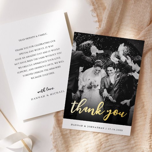 Modern Script Wedding Bedankt Folie Invitation Uitnodiging