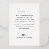 Modern Script Wedding Bedankt Folie Invitation Uitnodiging (Achterkant)