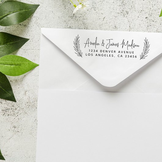 Modern Script Wedding Boho laat retouradres achter Rubberstempel