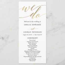 Modern Script Wedding Ceremony Program Faux Gold Programmakaart