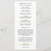Modern Script Wedding Ceremony Program Faux Gold Programmakaart (Achterkant)