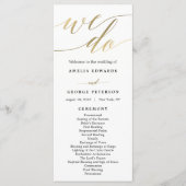 Modern Script Wedding Ceremony Program Faux Gold Programmakaart (Voorkant)