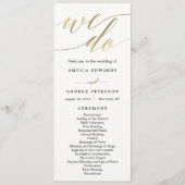 Modern Script Wedding Ceremony Program Faux Gold Programmakaart (Voorkant)