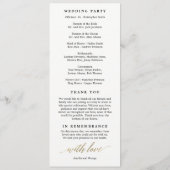 Modern Script Wedding Ceremony Program Faux Gold Programmakaart (Achterkant)