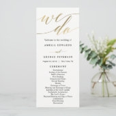Modern Script Wedding Ceremony Program Faux Gold Programmakaart (Staand voorkant)