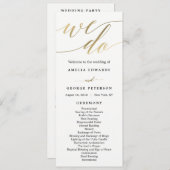 Modern Script Wedding Ceremony Program Faux Gold Programmakaart (Voorkant / Achterkant)
