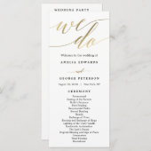 Modern Script Wedding Ceremony Program Faux Gold Programmakaart (Voorkant / Achterkant)