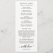 Modern Script Wedding Ceremony Program Programmakaart (Achterkant)