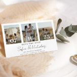 Modern Script Wedding Collage Save The Date<br><div class="desc">The design features a couples' collage of photos with a romantic modern calligraphy script and monogram initials on the back of the card.   Easily customize your important data to make it your own.  Pairs well with any modern wedding theme.</div>