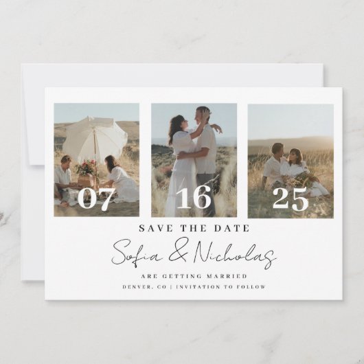 Modern Script Wedding Collage Save The Date (Voorkant)