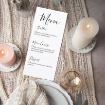 Modern Script Wedding Dinner Menu
