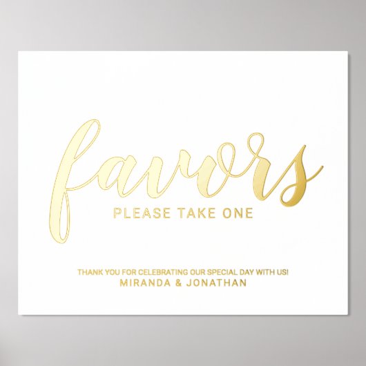 Modern Script Wedding Favors Gold Folie Afdrukken (Voorkant)