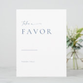 Modern Script Wedding Favors Sign | Blauw (Staand voorkant)