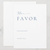 Modern Script Wedding Favors Sign | Blauw (Voorkant / Achterkant)