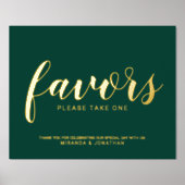 Modern Script Wedding Favors Smaragd en Goud Folie Afdrukken (Voorkant)