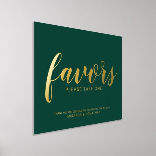 Modern Script Wedding Favors Smaragd en Goud Folie Afdrukken (Laagn)