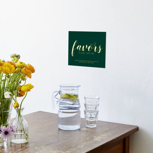 Modern Script Wedding Favors Smaragd en Goud Folie Afdrukken (Laag (Keuken))